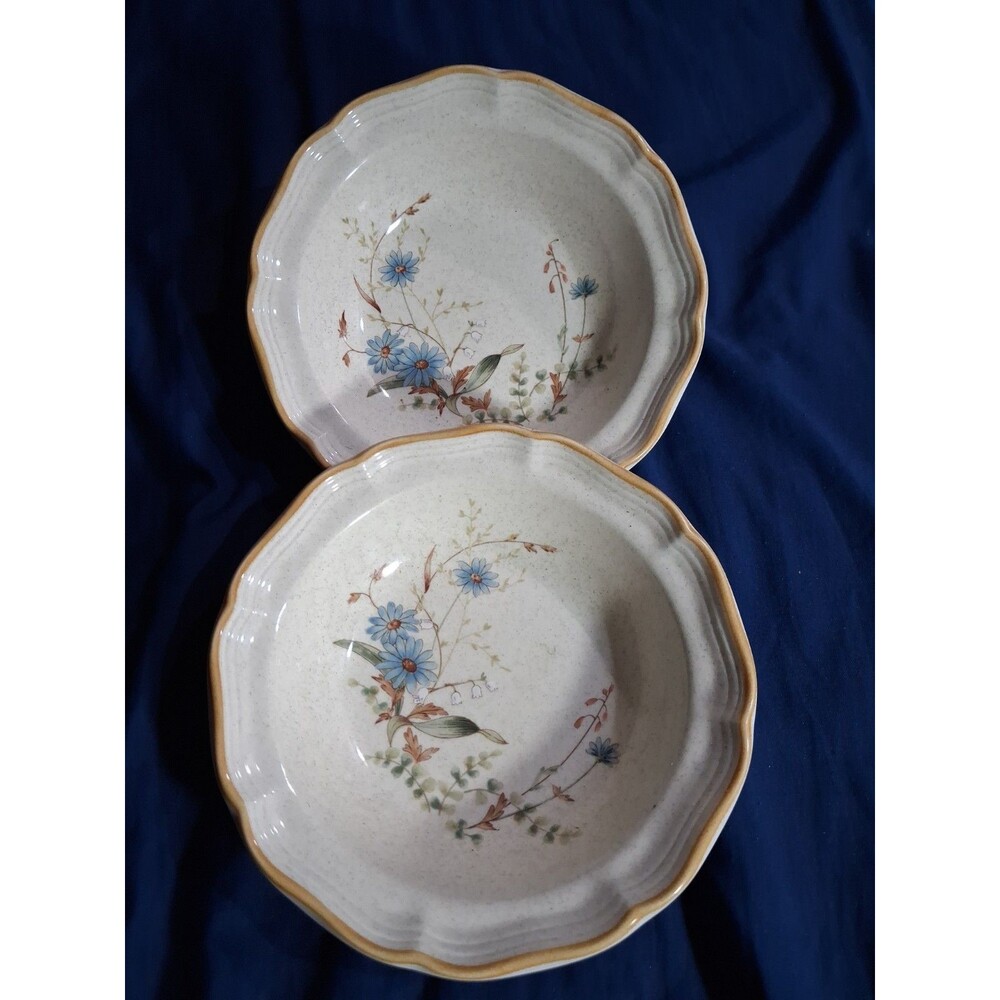 Mikasa Garden Club "Blue Daisies" EB804 Dish/Bowl 7 7/8" Diameter Set Of 2